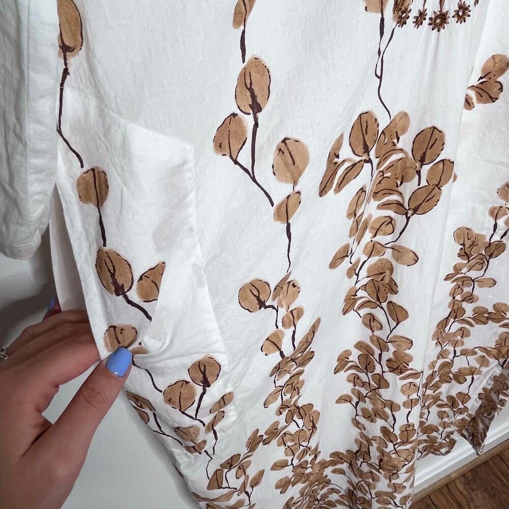 Tuckernuck Ro’s Garden Clorinda Kaftan Dress Leaf Sand Cotton XS Boho Midi - Picture 8 of 13